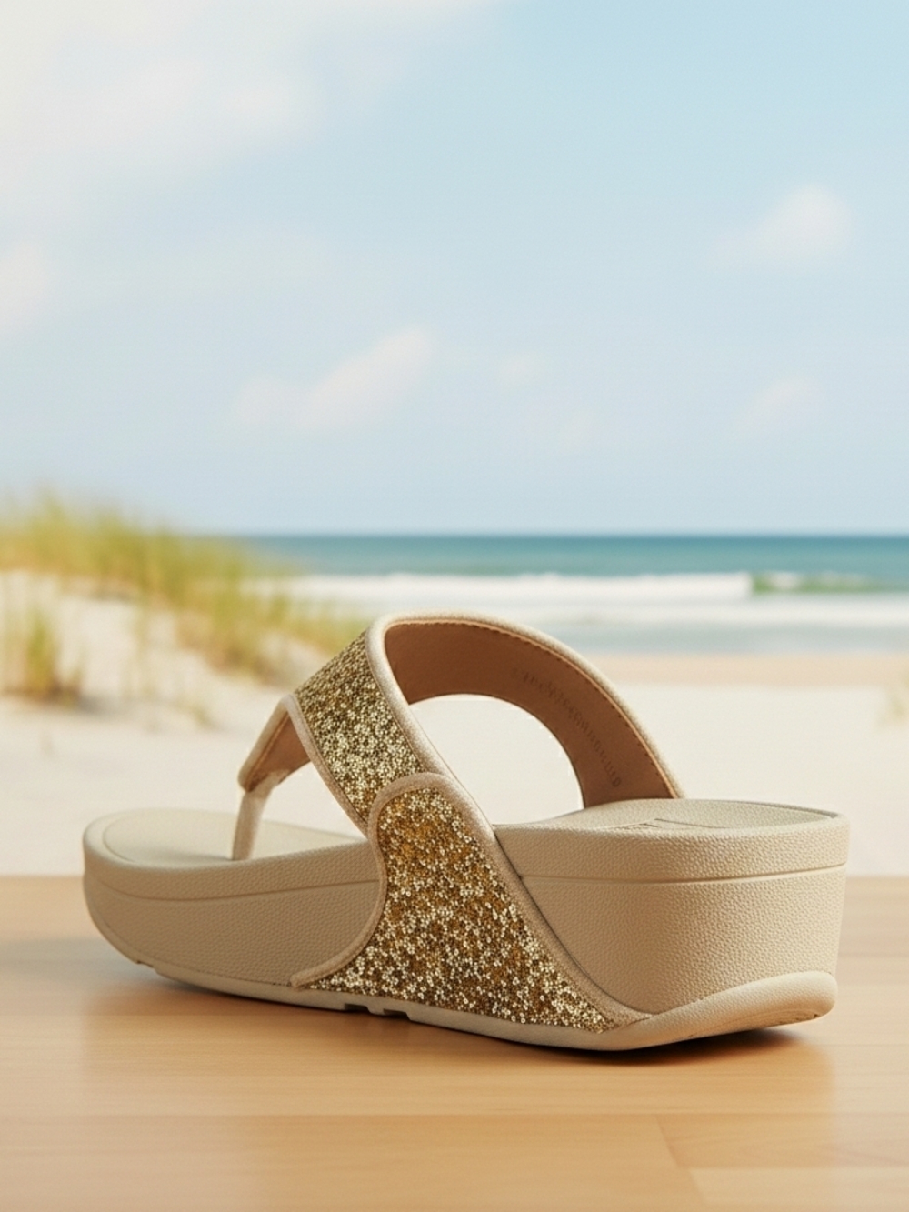 Fitflop Glitter Thong Wedge Sandal - Gold 5 Women/3-3.5 Youth - Picture 3 of 8